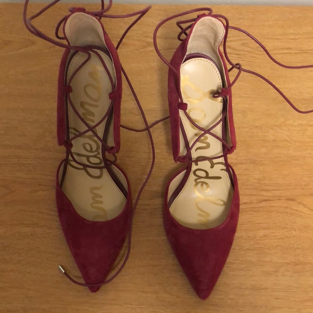 Sam Edelman red lace up heels
